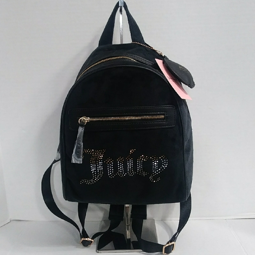 Juicy Couture Black and Gold Studded Backpack With Heart Keychain *NWT*